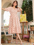 Peach Pure Cotton Floral Printed Tiered Dress